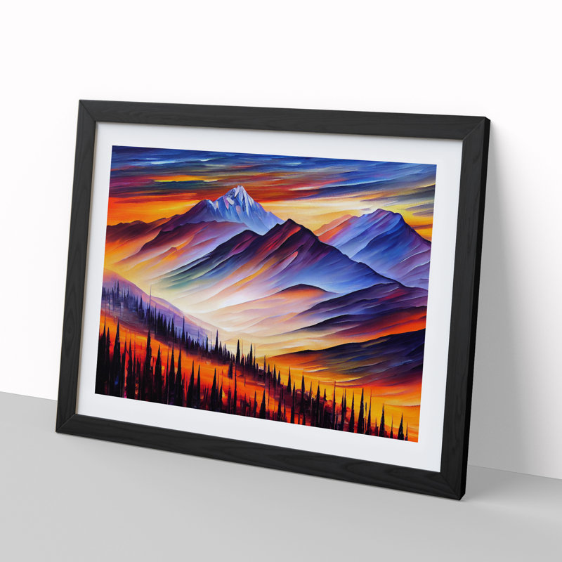 Mountains Scene Vol.3 Abstract - Framed Print, Black Framed, 25cm H x 34cm W x 2cm D