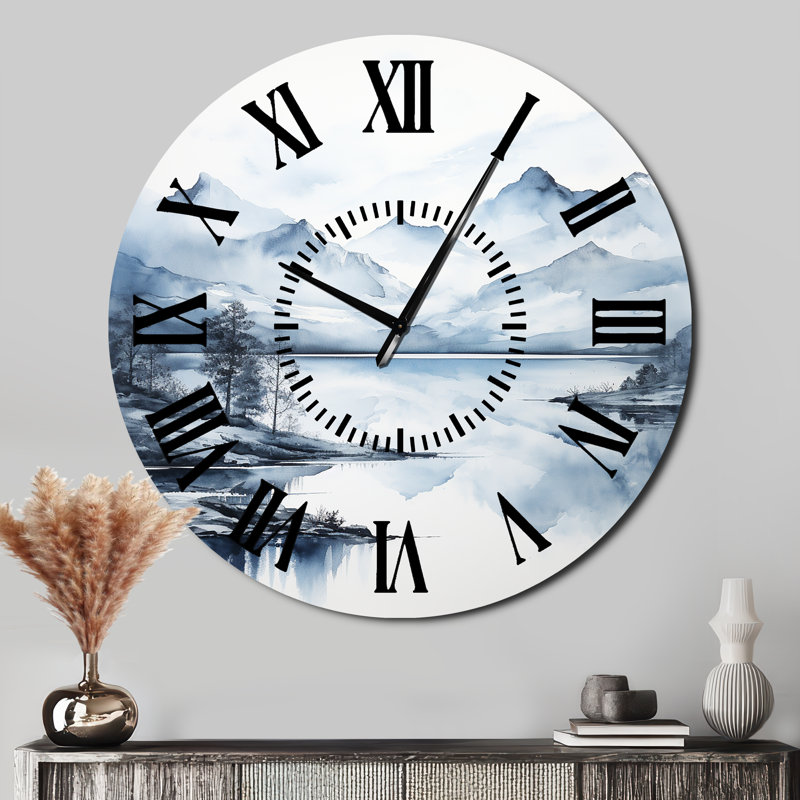 Horloge murale grise et bleue, Surdimensionné