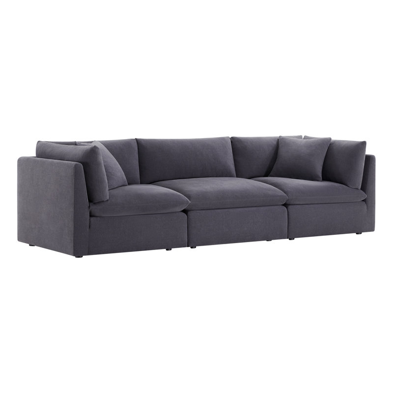 Canapé modulaire rembourré 3 pièces Annabella, Chenille de performance en zinc Willow