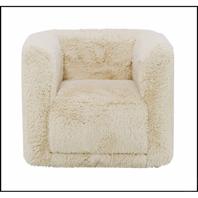 Beige Swivel Accent Chair with Full Foam Construction and 360-Degree Rotation for Ultimate Comfort and Versatility