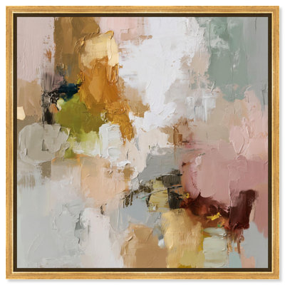 Swirl of Joy III Canvas Print Taupe Boho Wall Art by Art Remedy, Gold Frame, 12 x 12