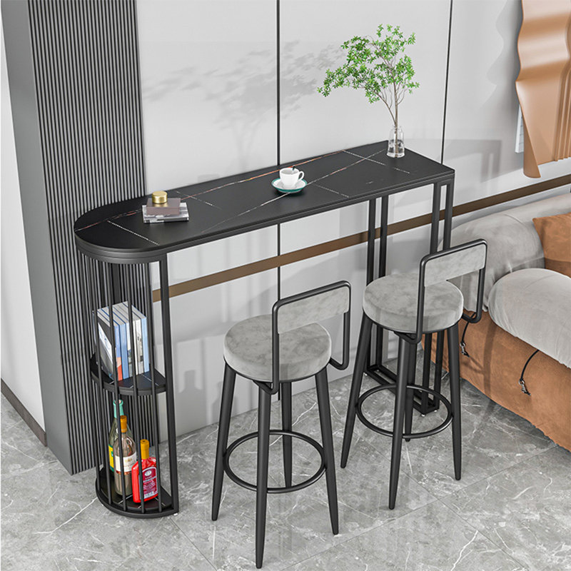 Bar Table Dining Table Set, Black, Gray, Black