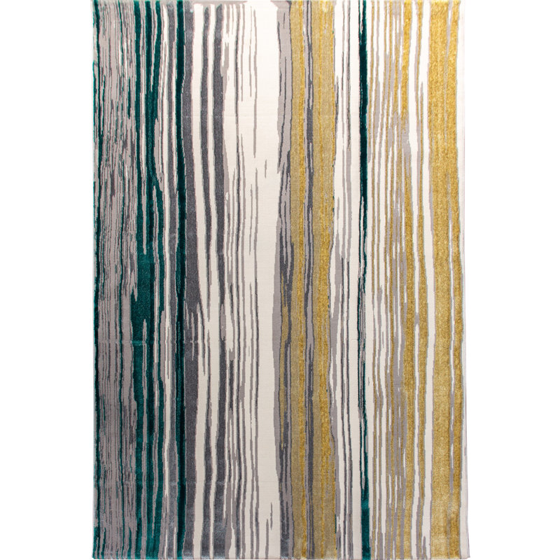 Tapis luxueux crème et doré, 6,6 x 9,5 pieds | 100% polyester, 2,2 lb / pi2, hauteur des poils: 0,4 po | Facile à nettoyer avec l'aspirateur, idéal pour le salon et la chambre à coucher, décoration intérieure élégante