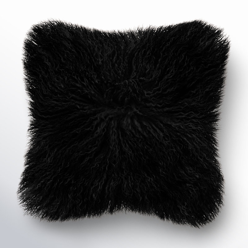 Iyana Wool Throw Pillow, 13" H x 13" W, Black, Round
