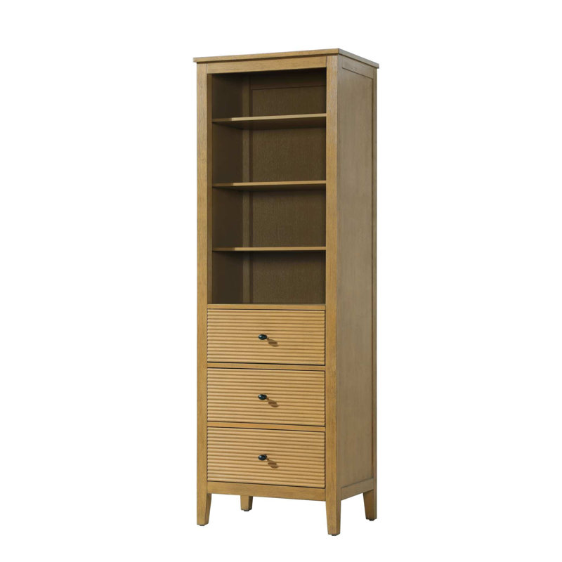 Open Shelving Bath Storage Cabinet, 72" H x 24" W x 18" D, Honey Teak