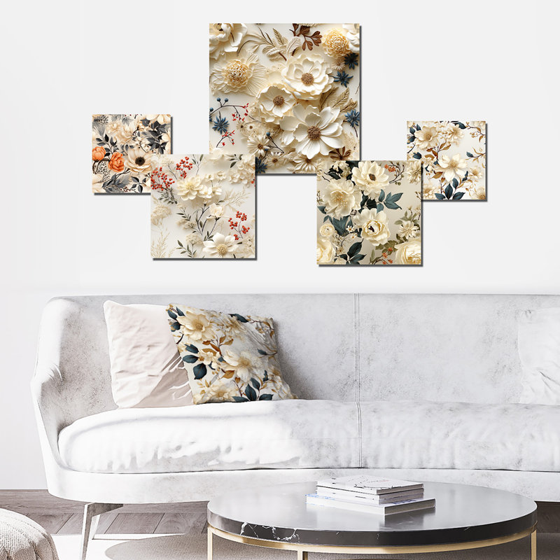 Alouette - ensemble d'art mural floral de 5