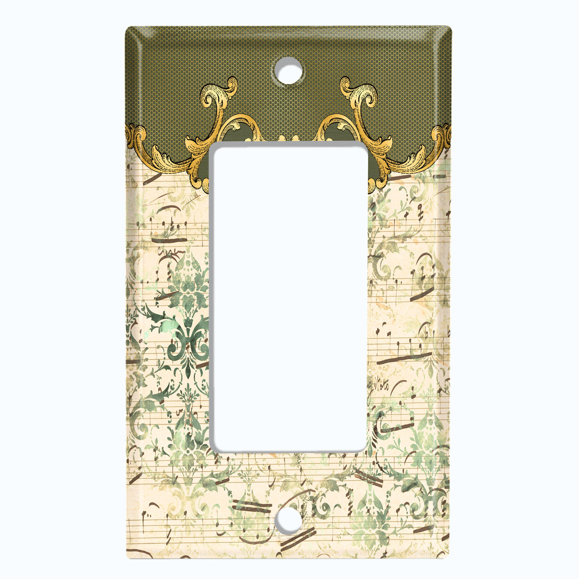 WorldAcc Metal Light Switch Plate Outlet Cover (Damask Green White ...