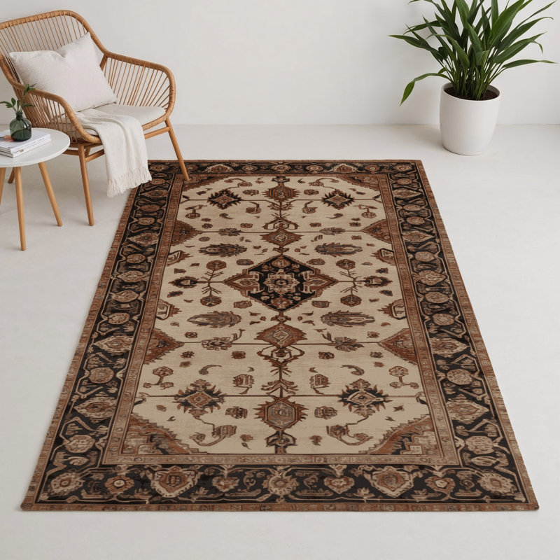 Tapis d'intérieur et d'extérieur brun Persian, Rectangle 5 pi x 7 pi
