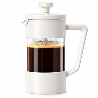 Cafetière OGGI French Press (12 oz) - verre borosilicaté, cafetière, tasse simple, capacité de 3 tasses, blanc