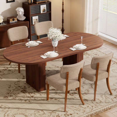 Ensemble de table de salle à manger 62,9 po avec chaises en tissu 4/6, maison de campagne moderne pour la cuisine et la salle à manger
