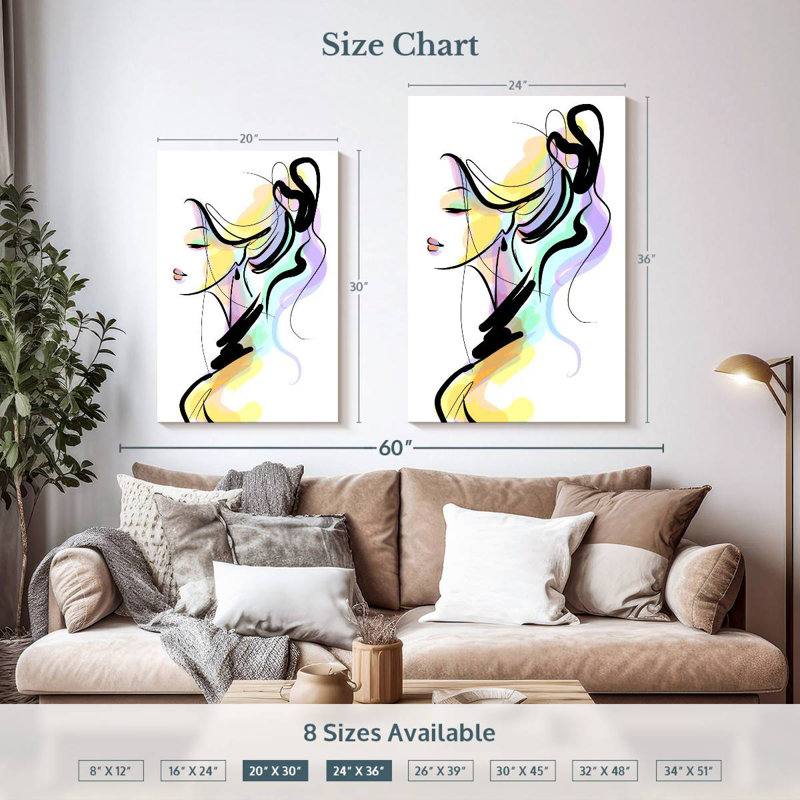 Leisha Lady Fashion Illustration, 36" H x 24" W