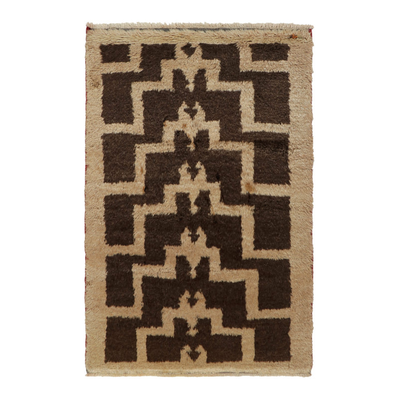 Wool Geometric Area Rug in Brown/Beige