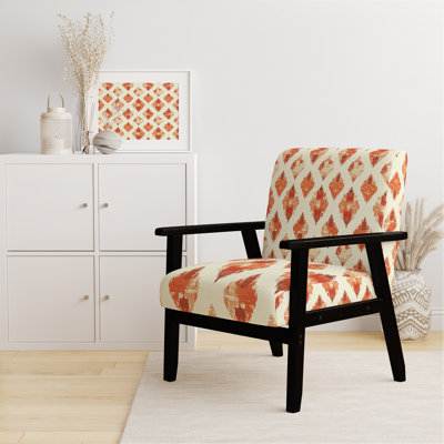 Chaise d'appoint Country Farmhouse - Fauteuil orange et beige en argile beige Ikat