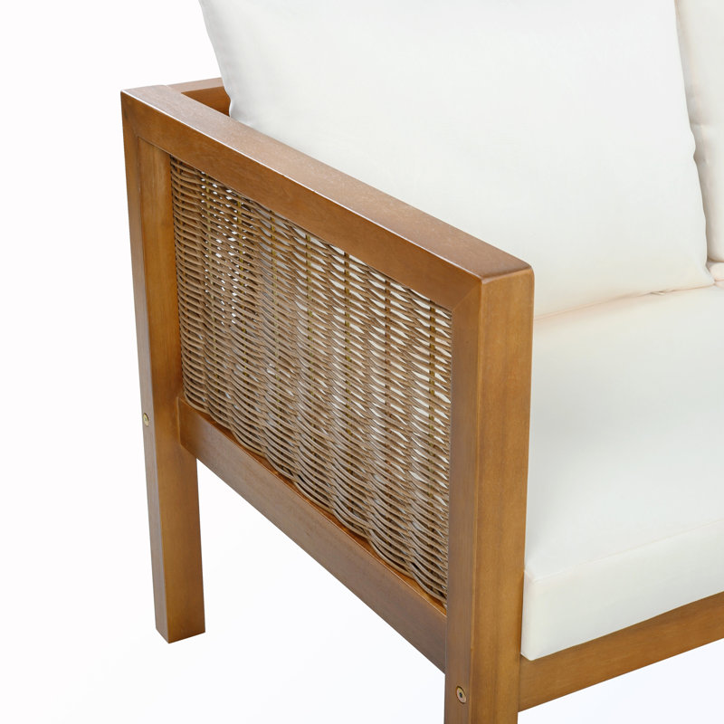 Ensemble de conversation de patio 3 places avec canapé et table basse, Beige