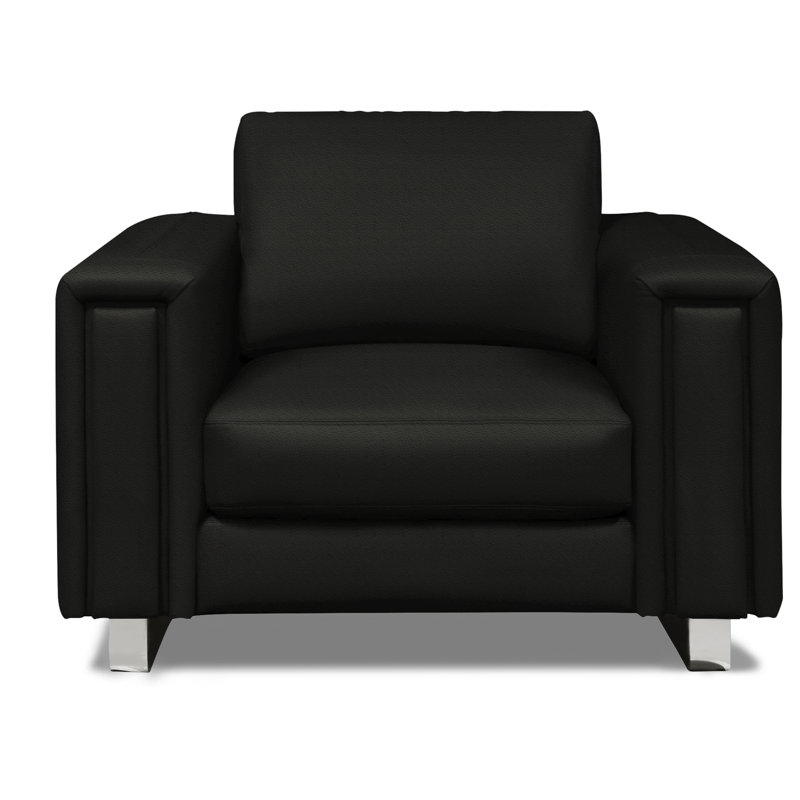 Tribeca Leather Club Chair, Onyx (Dreamer), Stainless Steel