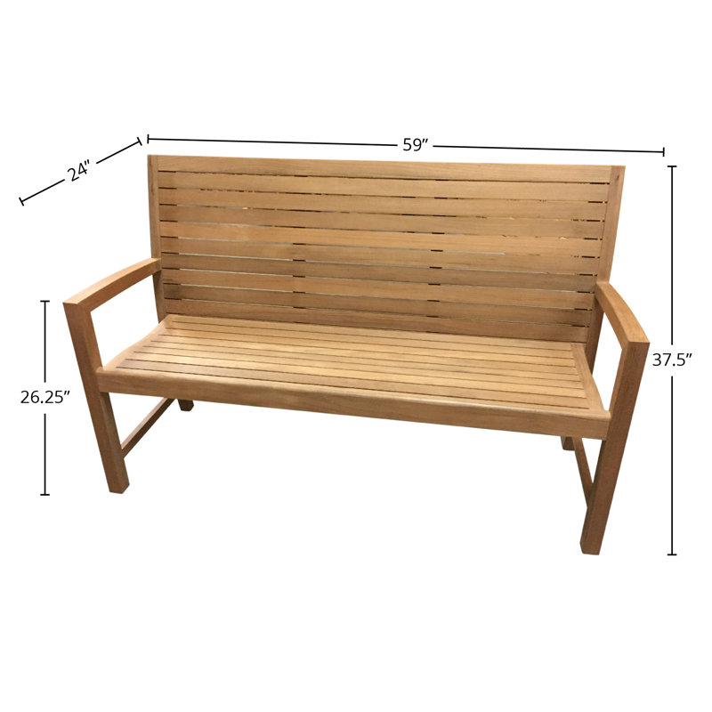 Banc d'extérieur en teck Nelvia, H 37,5 po x l 59 po x P 24 po