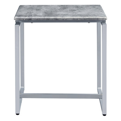 Modern Grey And Silver Occasional For Primary Living Space - Rectangular Tables With Concrete-Like Tops Stable Sled Bases 3 Grey+Silver Industrial Aes