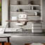 Bureau rectangulaire à 3 tiroirs en bois manufacturé brun noisette + blanc beige-933152444-933152435