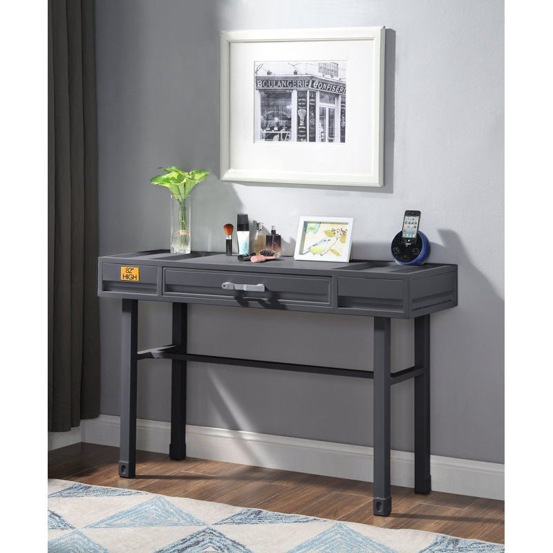 Egon Cargo metal rectangular Vanity Desk with 1 drawer storage, Industry Style, Gunmetal