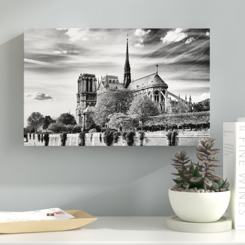 Notre dame cathedral paris, reproduction de photo sur toile tendue, H 12 po x l 19 po x P 2 po