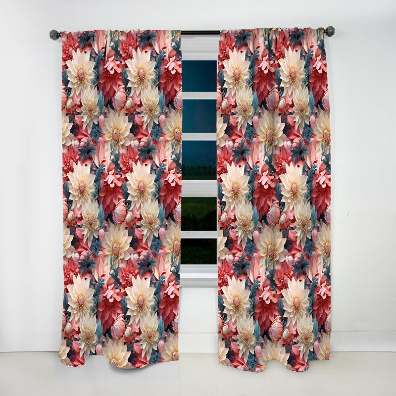 French Romance Floral Pattern III - Floral Curtain - Velvet Room Darkening - 1 Panel, 52" W x 120" L