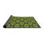 Laine tissée à la machine à motifs géométriques en laine et polyester vert/noir Tapis décoratif-989284503