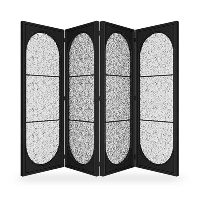 Medieval-Style Spruce Frame Glass Screen Folding Screen