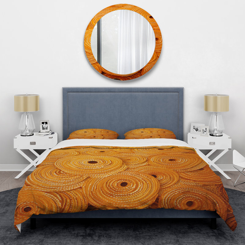 Ensemble de housse de couette orange à motif floral abstrait Twilight Dream Abstract Collages II