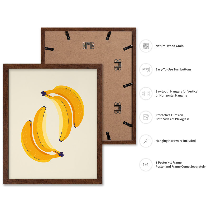Banane n ° 1, Poster, 18"H x 24"W, Brown Framed