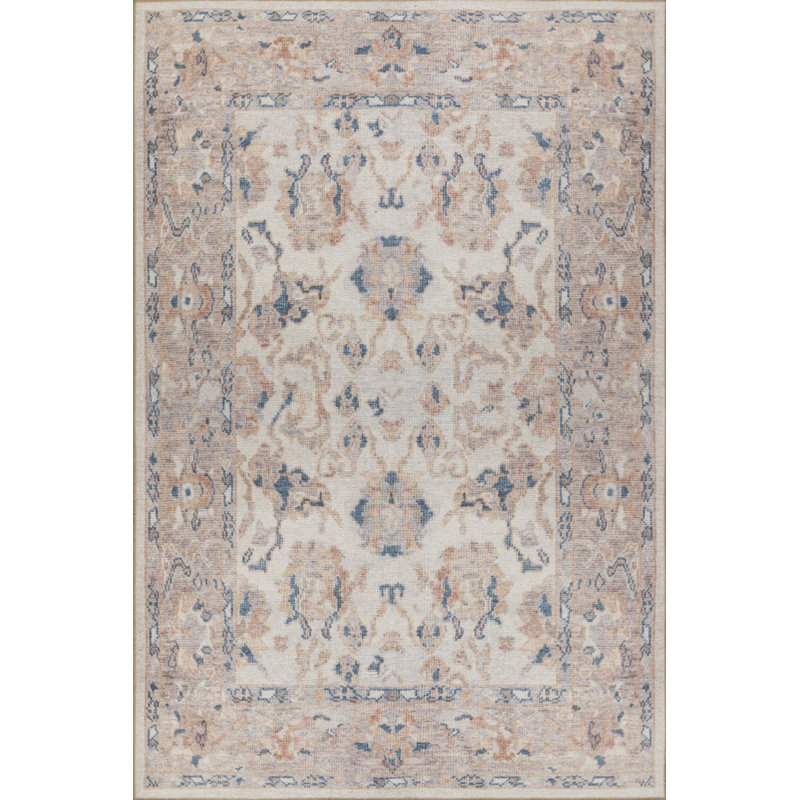 Tapis en chenille tissé à motif rétro Lucien, Rectangle 7 pi 7 po x 10 pi 10 po