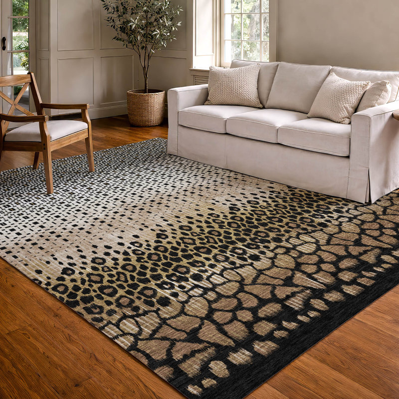 Tapis moderne lavable à la machine intérieur / extérieur ACN2801, Brown, 3 pi x 5 pi