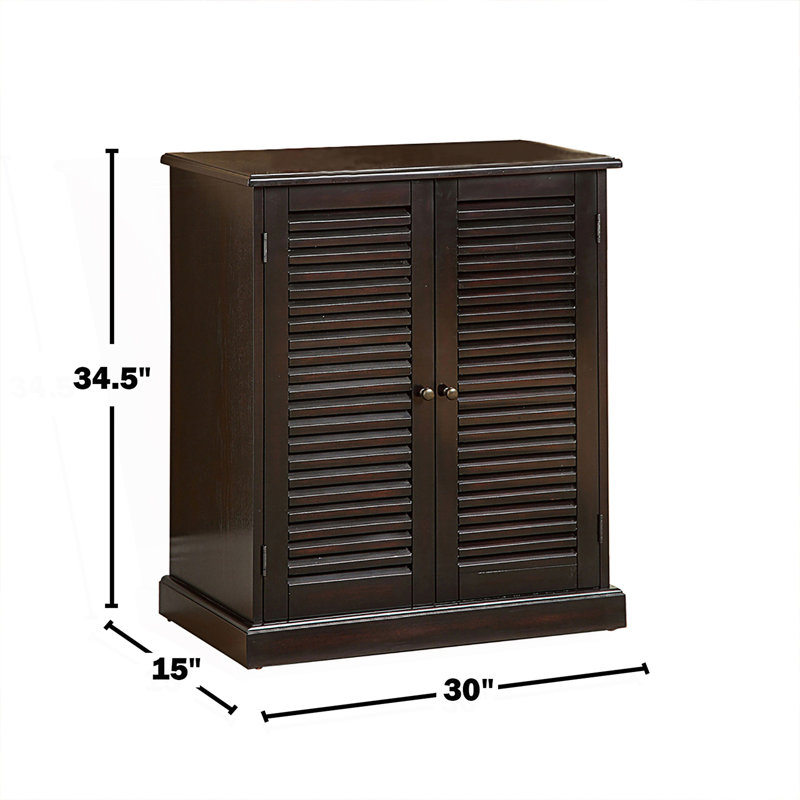 Armoire à chaussures avec 5 tablettes et portes à persiennes, Espresso