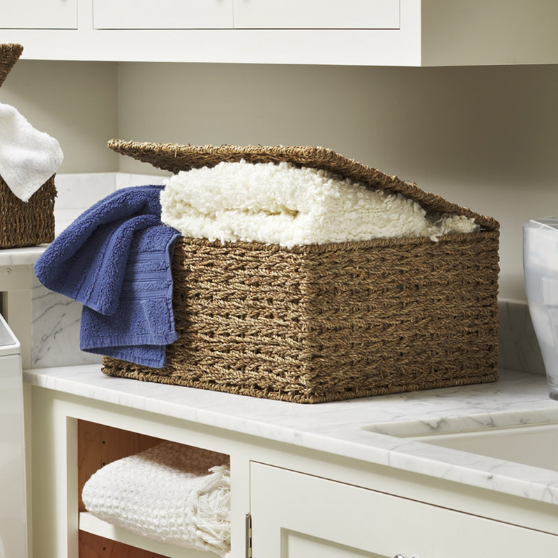 Boîte de rangement tressée, H 9 po x l 18 po x P 16 po