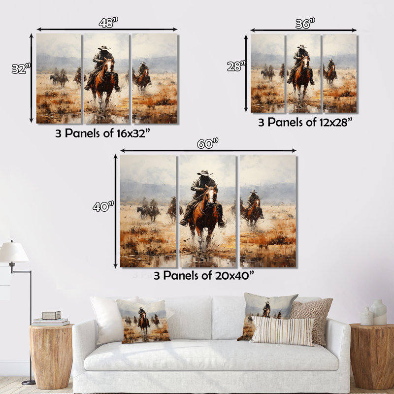 Western Dust and Grit II, 3 pièces, H 32 po x l 48 po x P 1 po