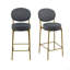 Ensemble de 2 tabourets de bar rembourrés en velours avec tabouret de comptoir rond avec dossier et repose-pieds pour îlot de cuisine-1217596336