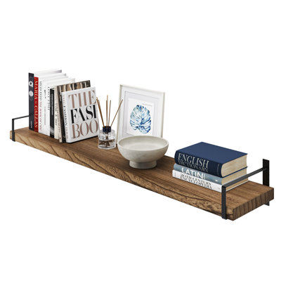 9.25" Floating Shelf For Living Room, Hanging Shelf With Heavy Duty Brackets, Office Shelf, Farmhouse And Boho Decor, Burnt, 1pc