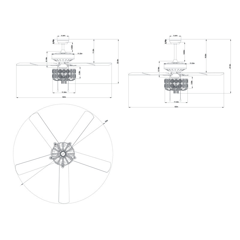 52'' Ceiling Fan with Light Kit
