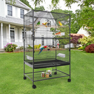 Edgington 53-Inch Wrought Iron Large Flight King Bird Cage For Parakeets,Large Parrot Parakeet Cage Birdcages With Rolling Stand For African Grey Parrot Cockatiel Sun Parakeet Conure Lovebird Canary