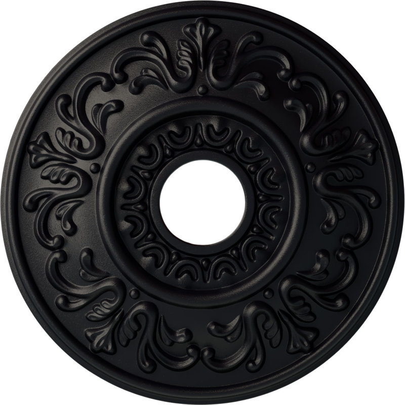 Endurathane Carlsbad Ceiling Medallion, 19 1/2"OD x 1 3/4"P, Hand-Painted Castle Stone Crackle Finish, Steel Gray