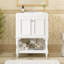 Meuble-lavabo de luxe moderne de 24 po avec lavabo en céramique, meuble de salle de bain avec tablette ouverte et rangement fermé-1552294083