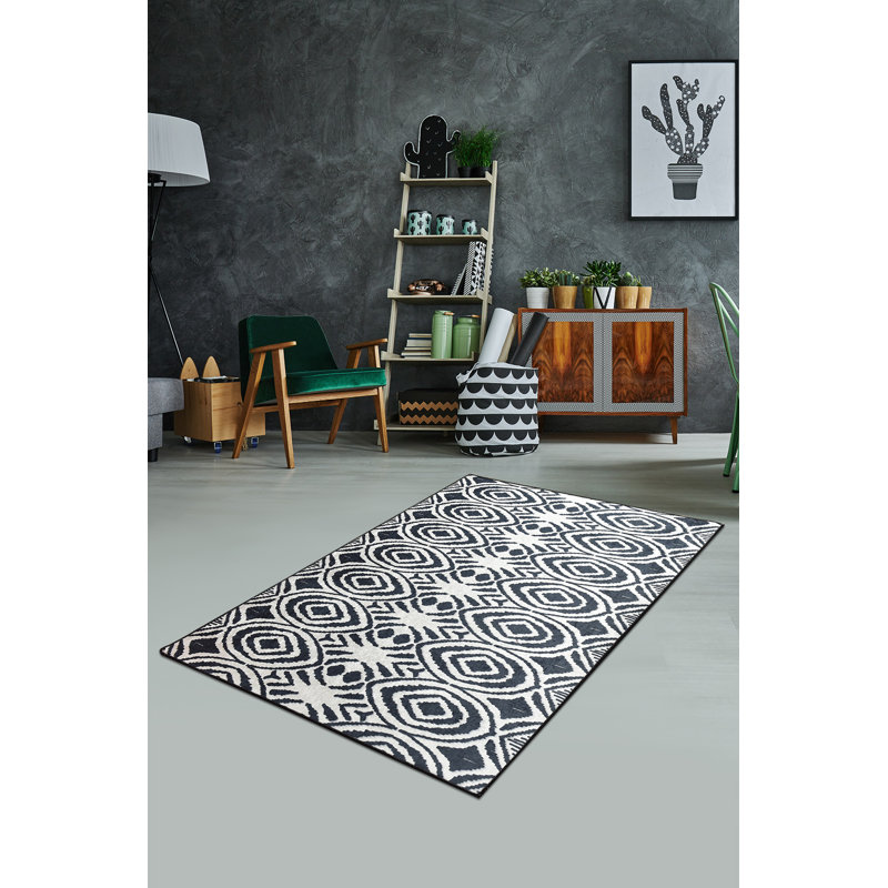 Premium Area Rug (5.2 x 7.5 ft), 100% Polyester, 0.2 in Pile Height | Antibacterial, Non-Slip Underside, Machine Washable | Elegant Design for Living Room & Bedroom Decor, Soft and Durable