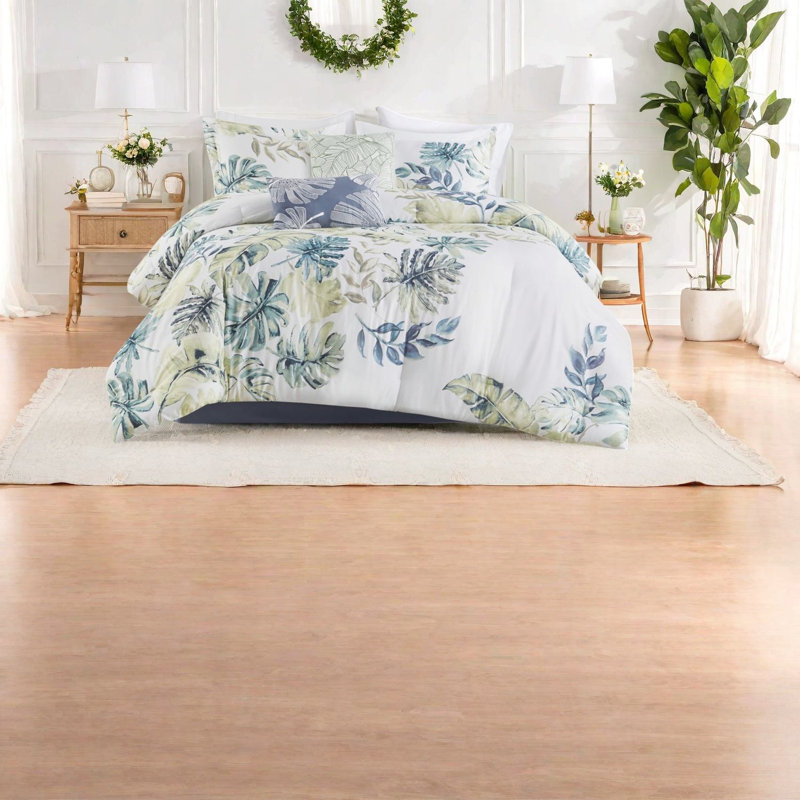 Ensembles de literie confortables en coton, style bord de mer tropical, pleine grandeur