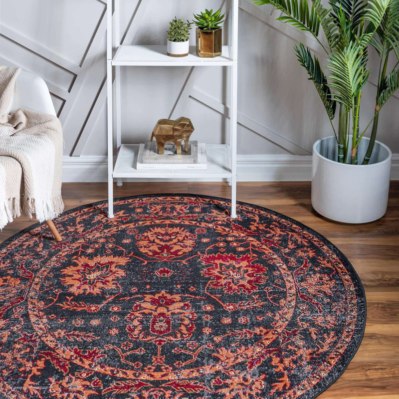 Floral Indoor Rug, Round 5'3"