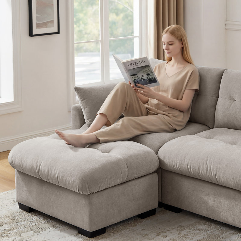 109.06'' Modular Upholstered Sectional Sofa Couch, Camel