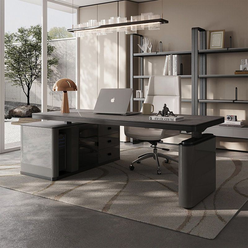 Adjustable Height L-Shaped Faux Marble Standing Desk, 28.35" H x 70.87" W x 27.56" D, Right