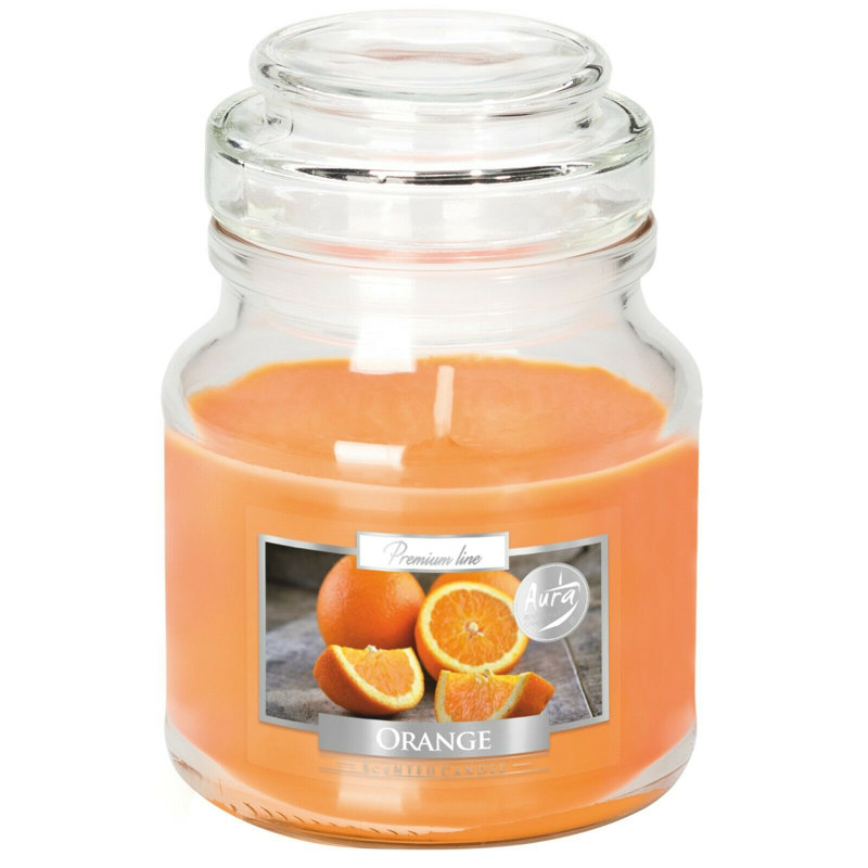 Scented Jar Candle with Glass Holder, Orange