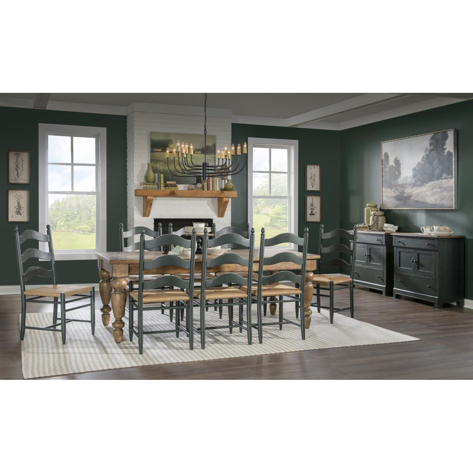 Country Living Ladder Back Side Chair, Green