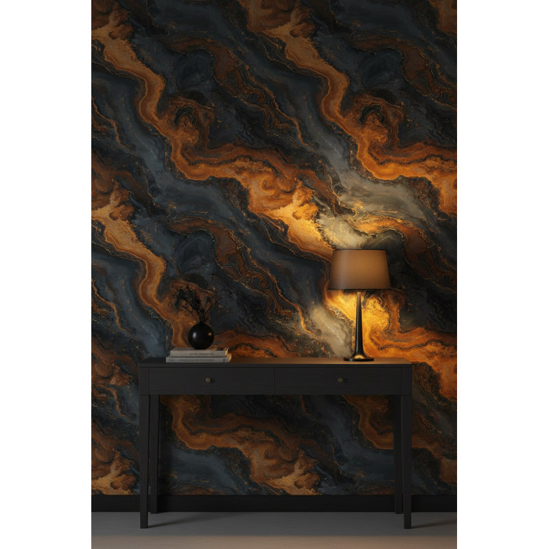Abstract Wallpaper Marble Orange Wall Mural