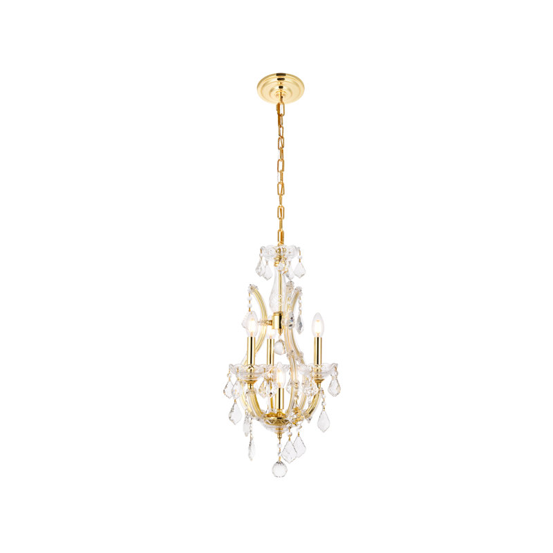 Lustre classique unique à 4 lumières Stockard, Or / cristal (transparent) / coupe royale