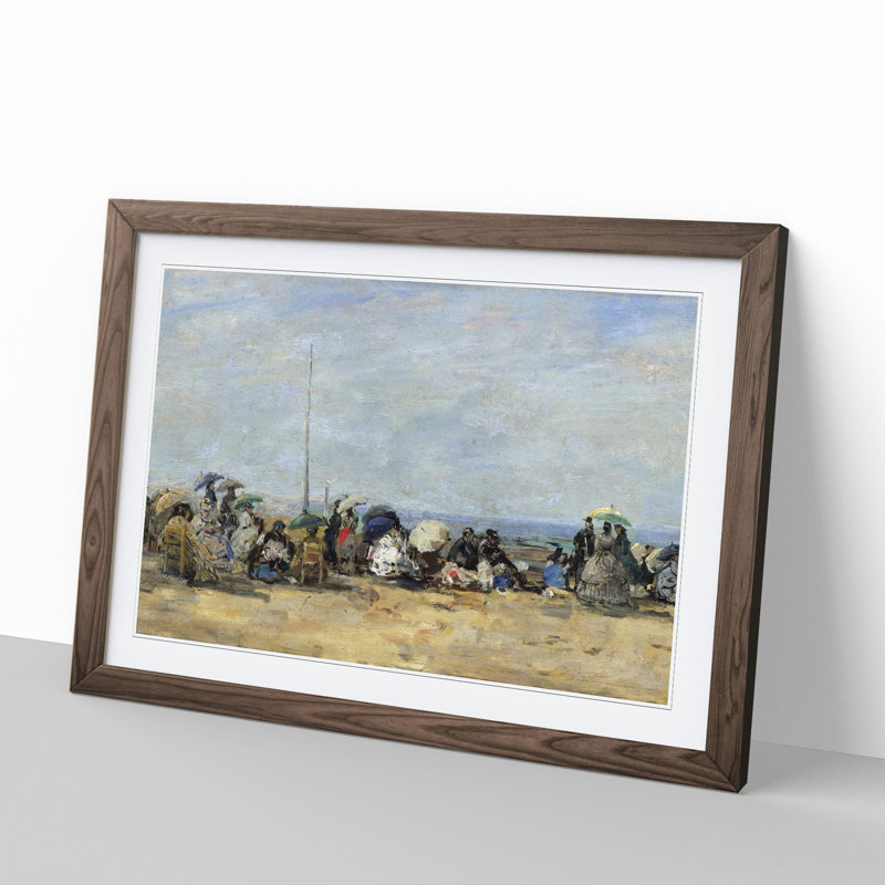Beach at Trouville Vol.7 by Eugene Boudin - Picture Frame Painting, 27cm H x 36cm W x 2cm D, Walnut Framed